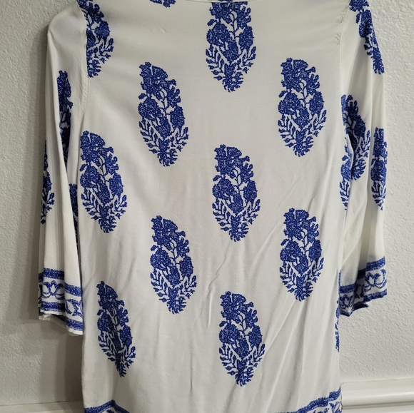 Emery Rose Blouse, blue and white color - Picture 3 of 5